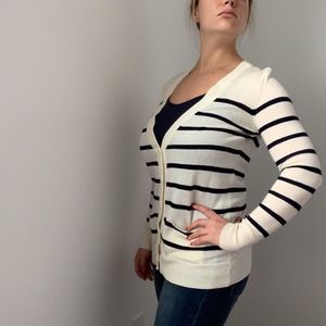 Ann Taylor Loft Striped Sweater Cream and Navy